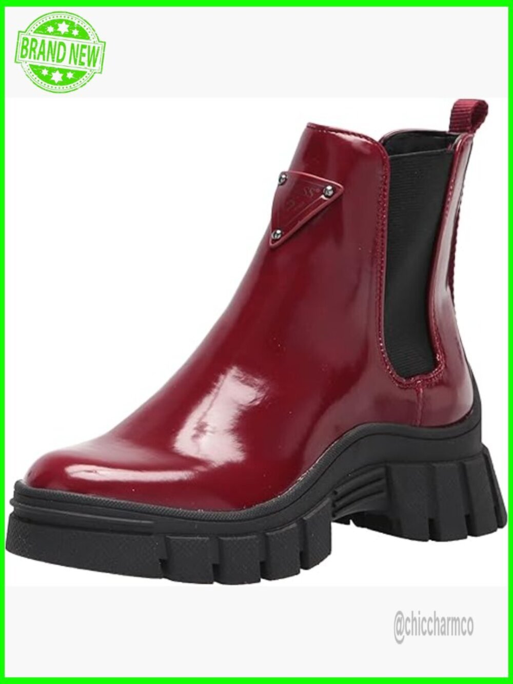 Faux Leather Chelsea Ankle Boots with Chunky Lug Sole